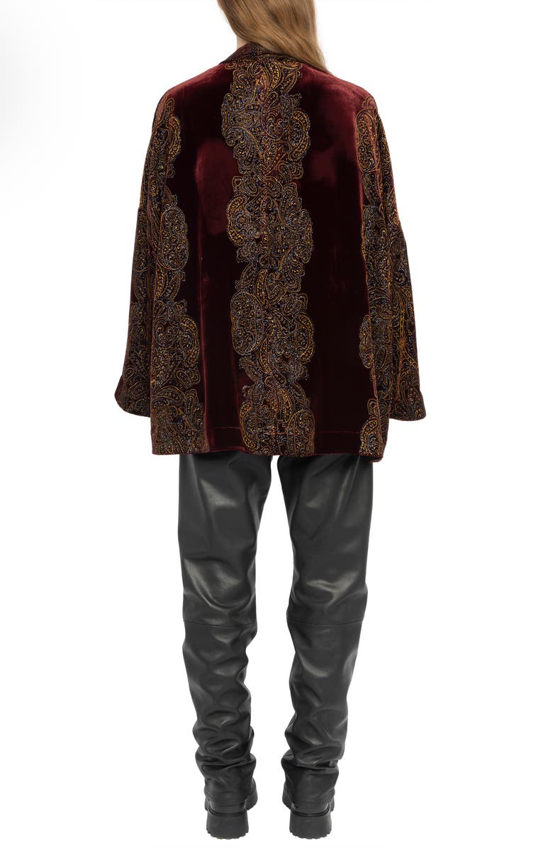 Zadig & Voltaire Sequin Paisley Velvet Jacket, Alternate, color, Burgundy