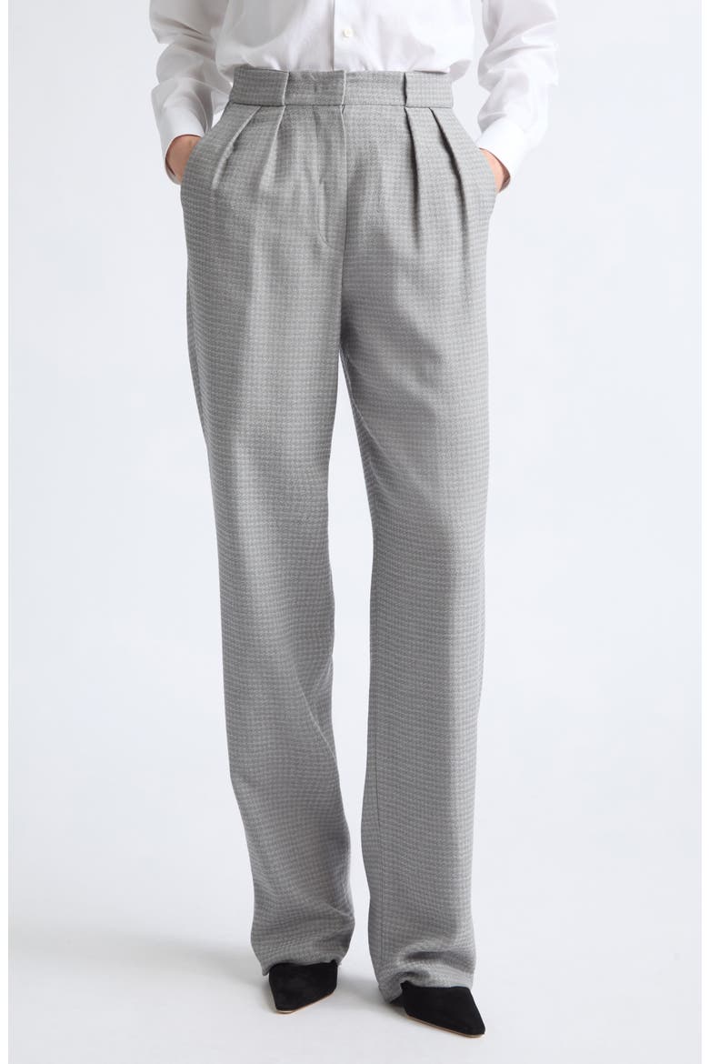 Pleated Virgin Wool Blend Trousers, Main, color, CHARCOAL