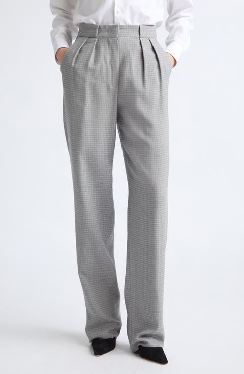 Pleated Virgin Wool Blend Trousers