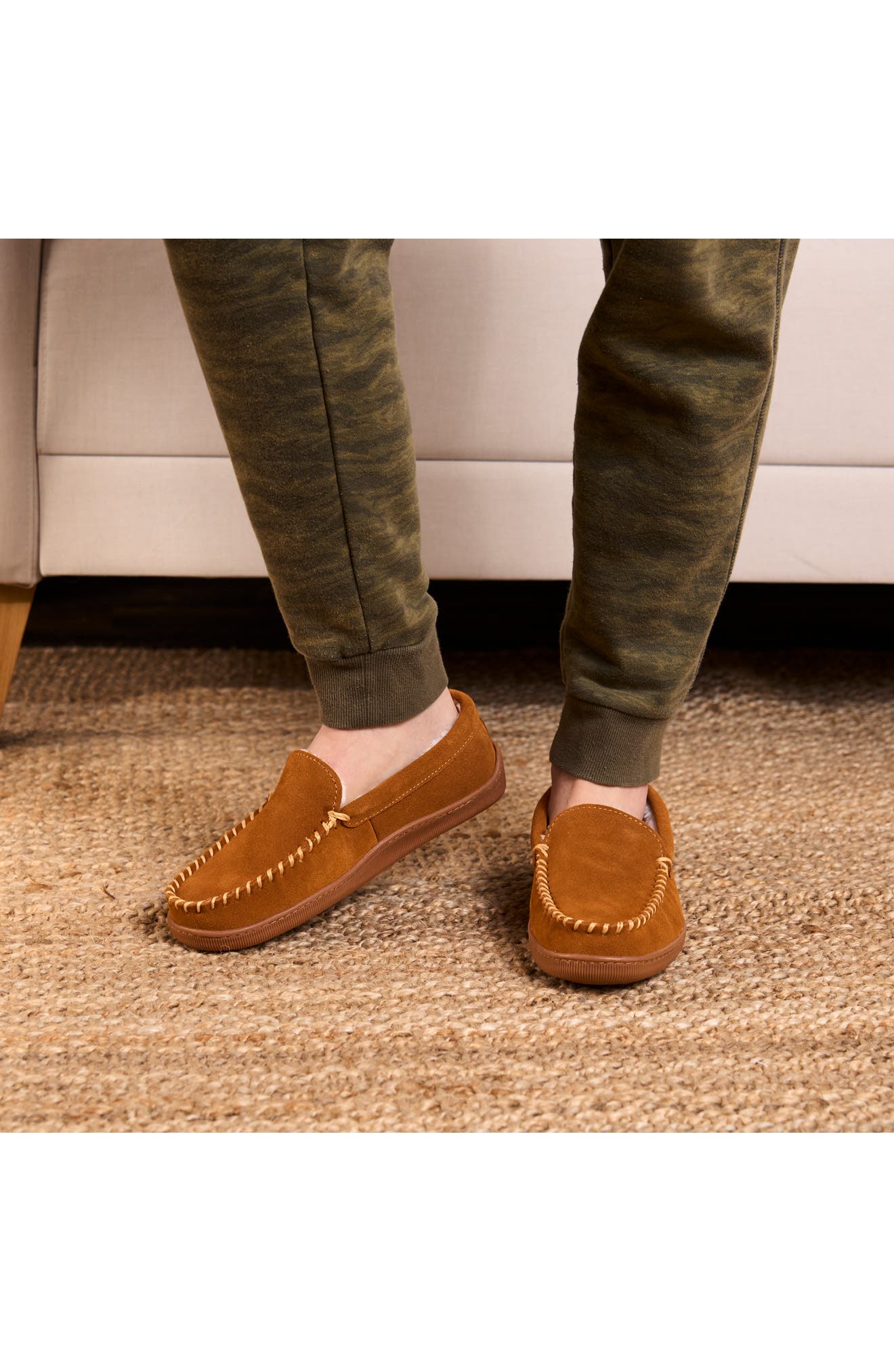Pile Lined Hardsole Venetian Slipper, Alternate, color, BROWN