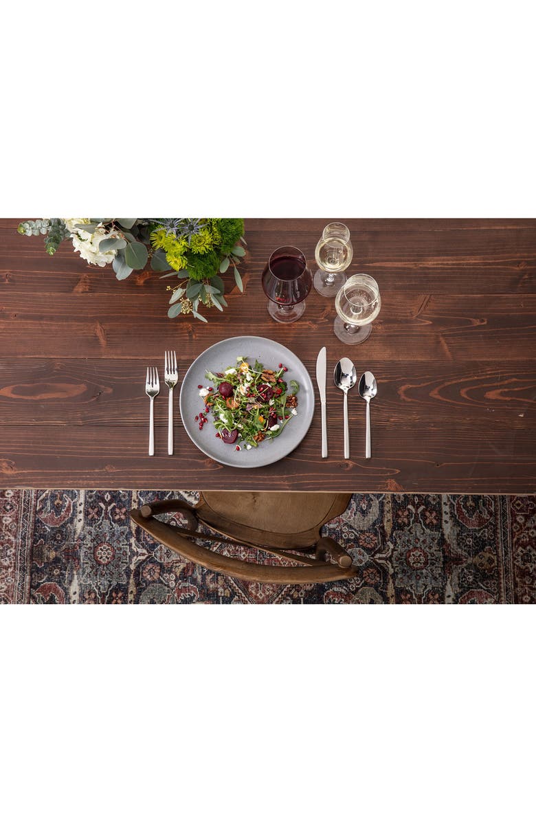 Fortessa Arezzo Brushed 40-Piece Flatware Set, Alternate, color, Silver