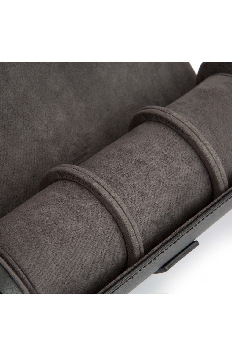 WOLF Black Leather Watch Roll, Alternate, color, 