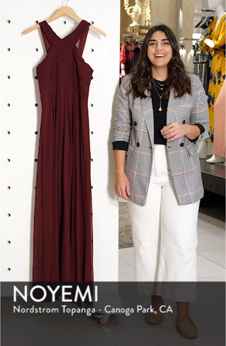 Crisscross Neck Chiffon A-Line Gown, sales video thumbnail