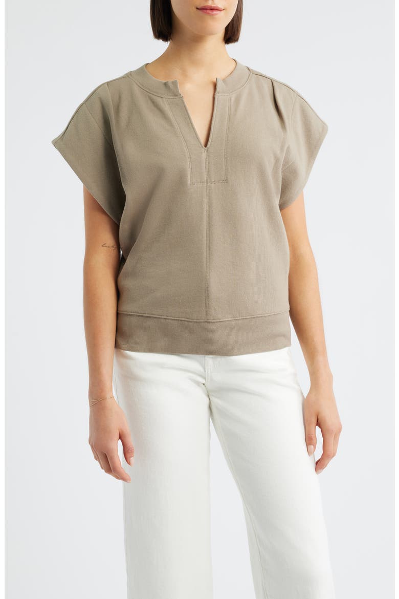 Extended Shoulder Notch Neck Top, Main, color, POND GREEN