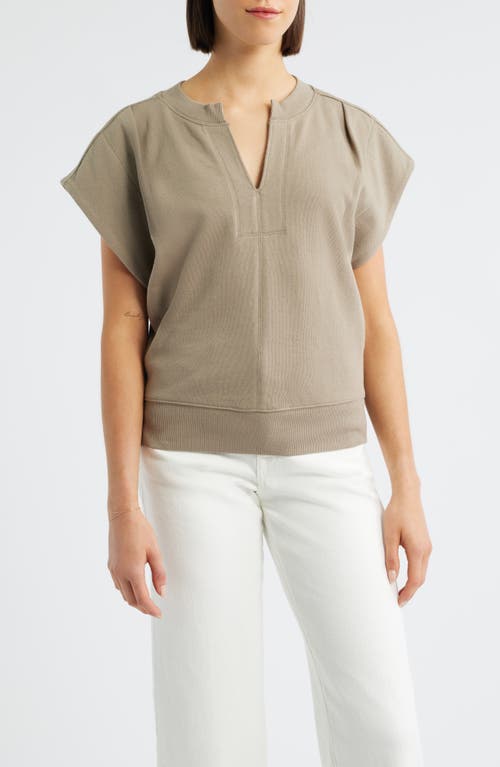 Wit & Wisdom Extended Shoulder Notch Neck Top In Gray