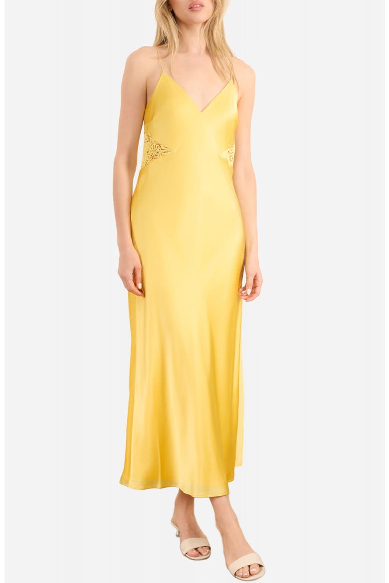 Carli Lace Detail Satin Slipdress, Main, color, CUSTARD