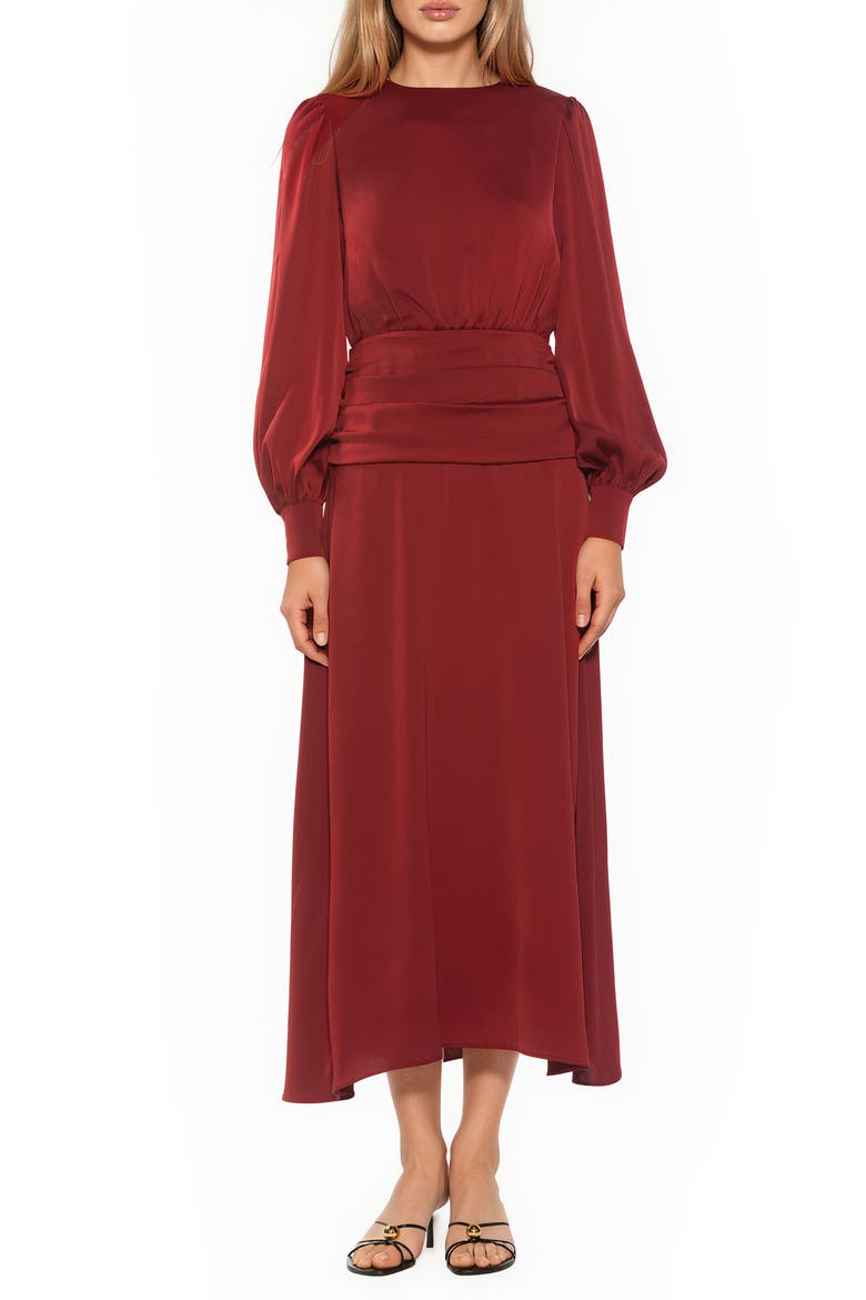 Maeve Long Sleeve Midi Dress, Main, color, BURGUNDY