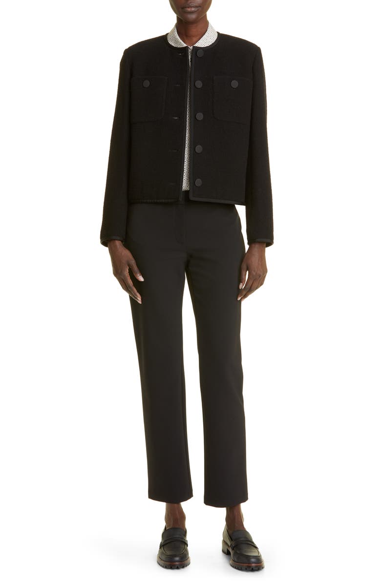 Lafayette 148 New York Crewneck Patch Pocket Wool Blend Crop Jacket, Alternate, color, 