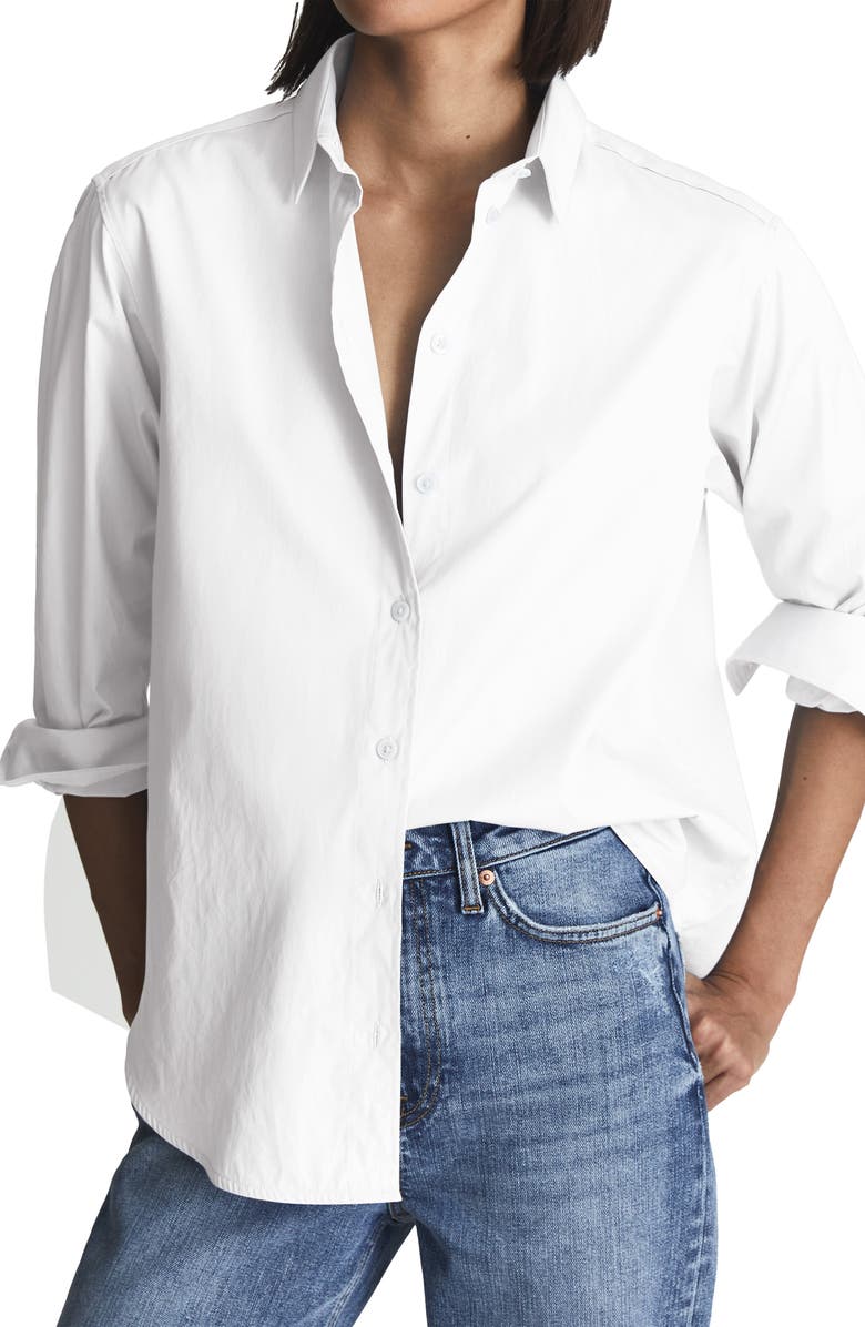Reiss Jenny Oversize Cotton Button-Up Shirt, Main, color, 
