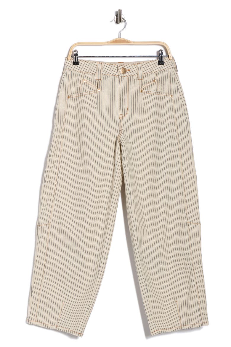 Stripe Relaxed Barrel Leg Pants, Alternate, color, BLANCHED ALMOND/ NAVY