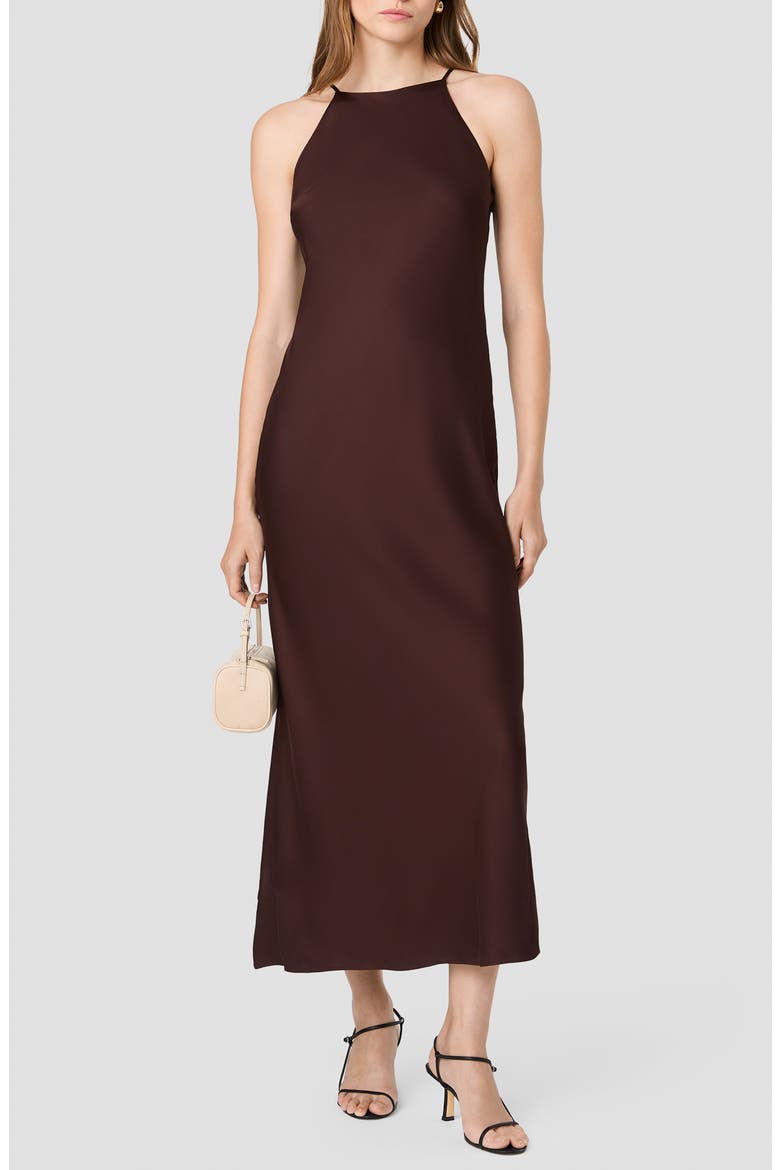 Ennis Satin Midi Slipdress, Main, color, COCOA BROWN