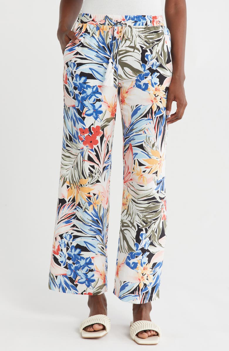 Ellen Tracy Wide-Leg Pants, Main, color, Exotic Blooms