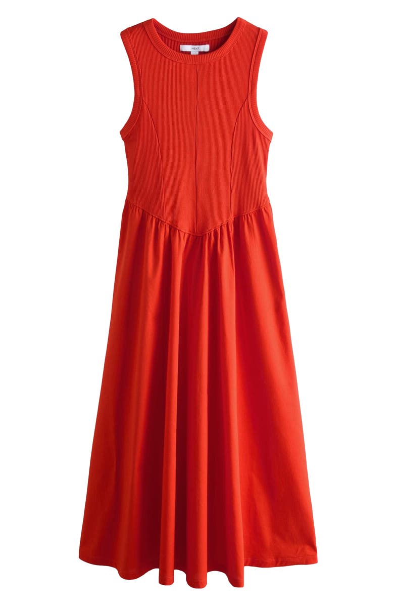 NEXT Mixed Media Cotton Blend Sleeveless Midi Dress, Alternate, color, 