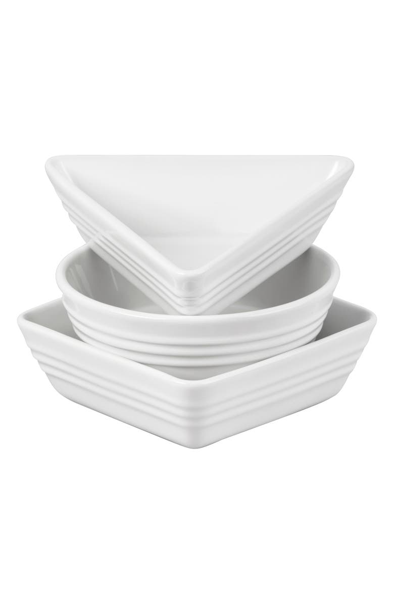 Le Creuset Set of 3 Tapas Dishes, Main, color, White