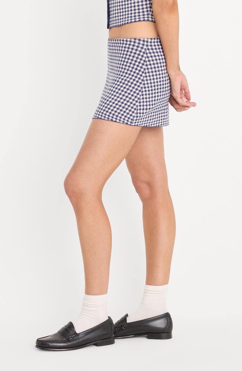 Good American The Keepsake Gingham Miniskort, Alternate, color, Navy Gingham