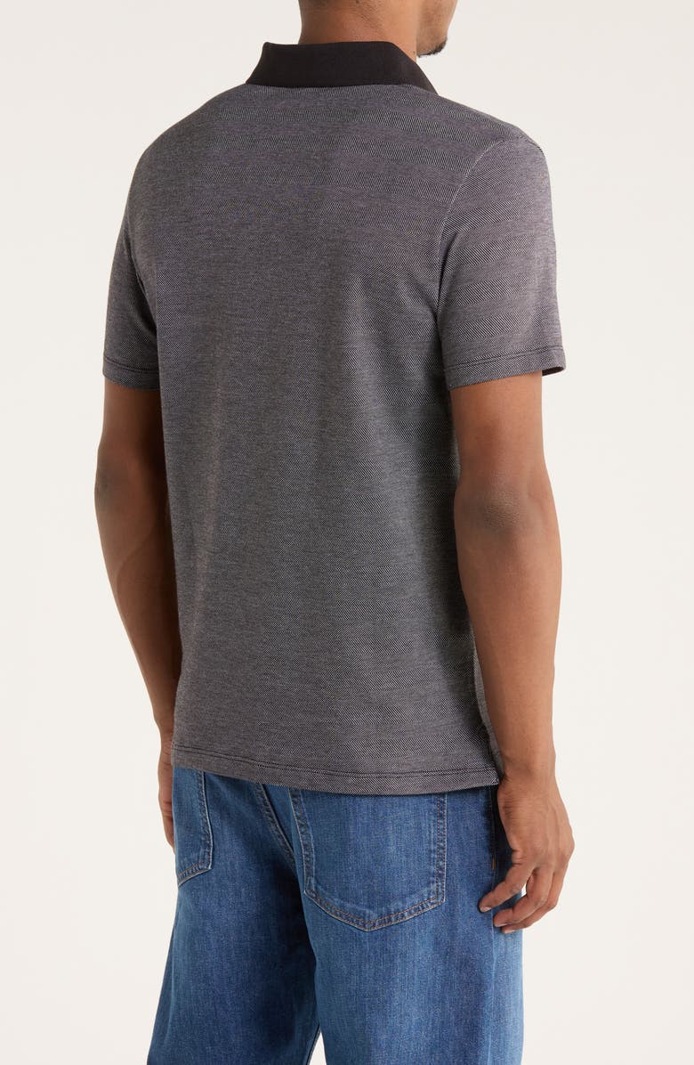 Calvin Klein Iconic Herringbone Cotton Zip Polo, Alternate, color, Black