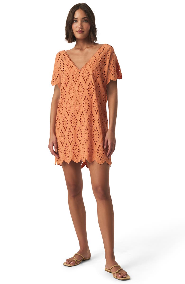 Splendid Cotton Eyelet Minidress, Alternate, color, Orange Tiger