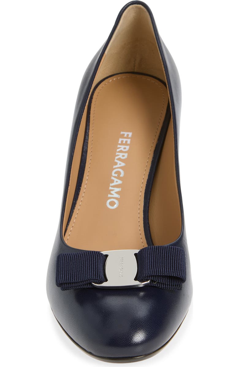 FERRAGAMO Carla Bow Pump, Alternate, color, Navy Biscotto