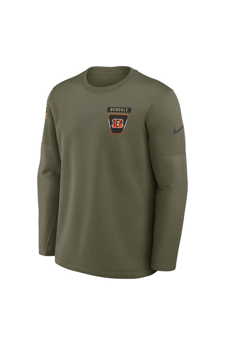 Nike Men's Nike Olive Cincinnati Bengals 2025 Salute to Service Sideline Coaches Therma-FIT Long Sleeve Shirt, Alternate, color, Olive