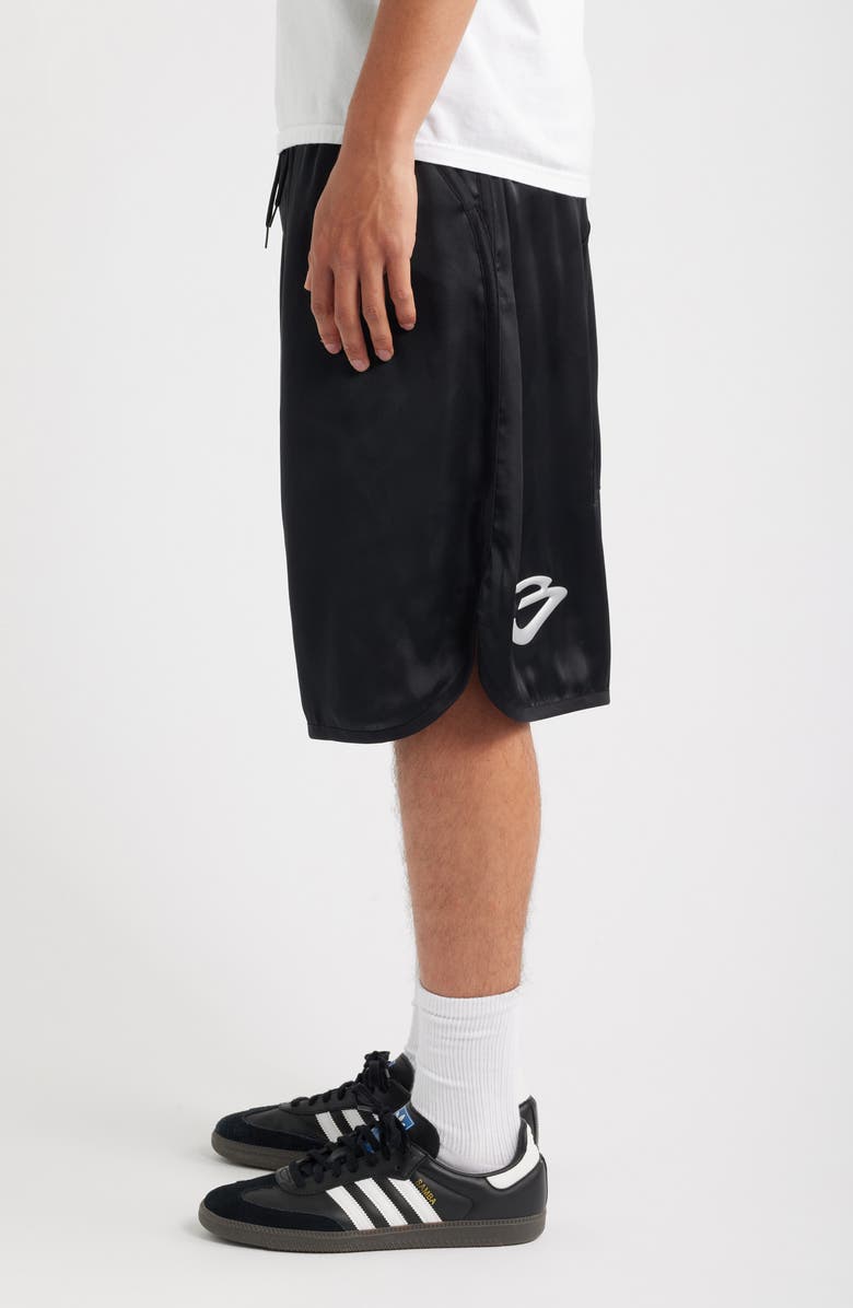 Y-3 Regular Fit Satin Shorts, Alternate, color, Black