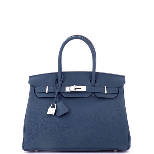 Pre-owned Hermes Hermes Birkin Handbag Blue Togo With Palladium Hardware 30 In Blue