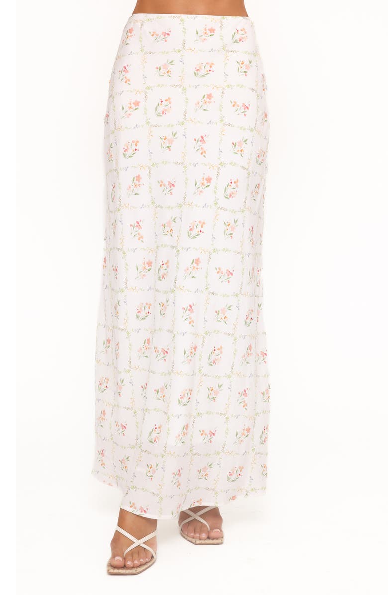 Petal & Pup Steele Bias Cut Maxi Skirt, Main, color, White Vintage Floral