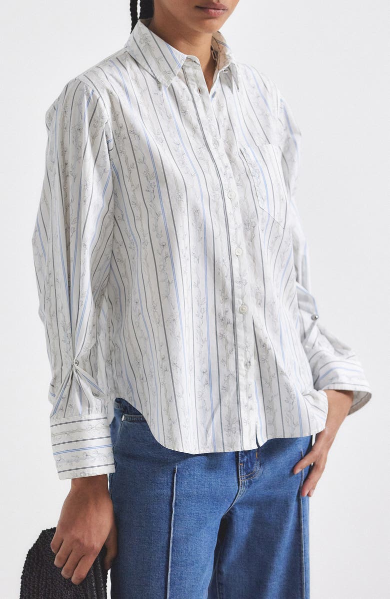 Derek Lam 10 Crosby Wesley Button-Up Shirt, Main, color, White Multi