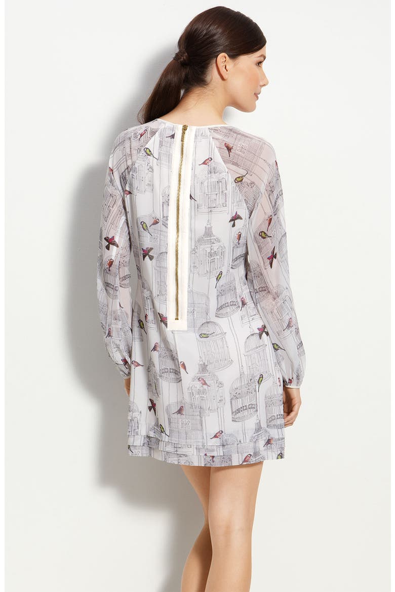 Birdcage Print Dress, Alternate, color, CREAM