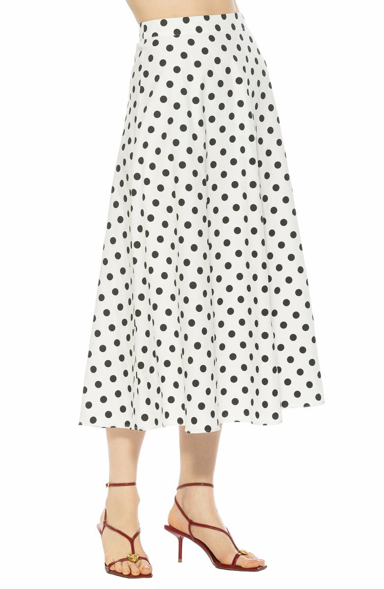 Alexia Admor Brilyn Linen Midi Skirt, Alternate, color, Ivory Polka