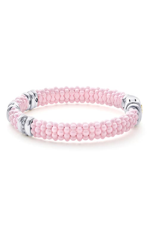 Lagos Pink Caviar Bead Diamond Station Bracelet In Pink