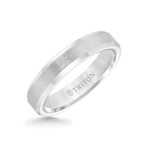 4MM Tungsten Carbide Ring with Brush Center Finish and Bevel Edge