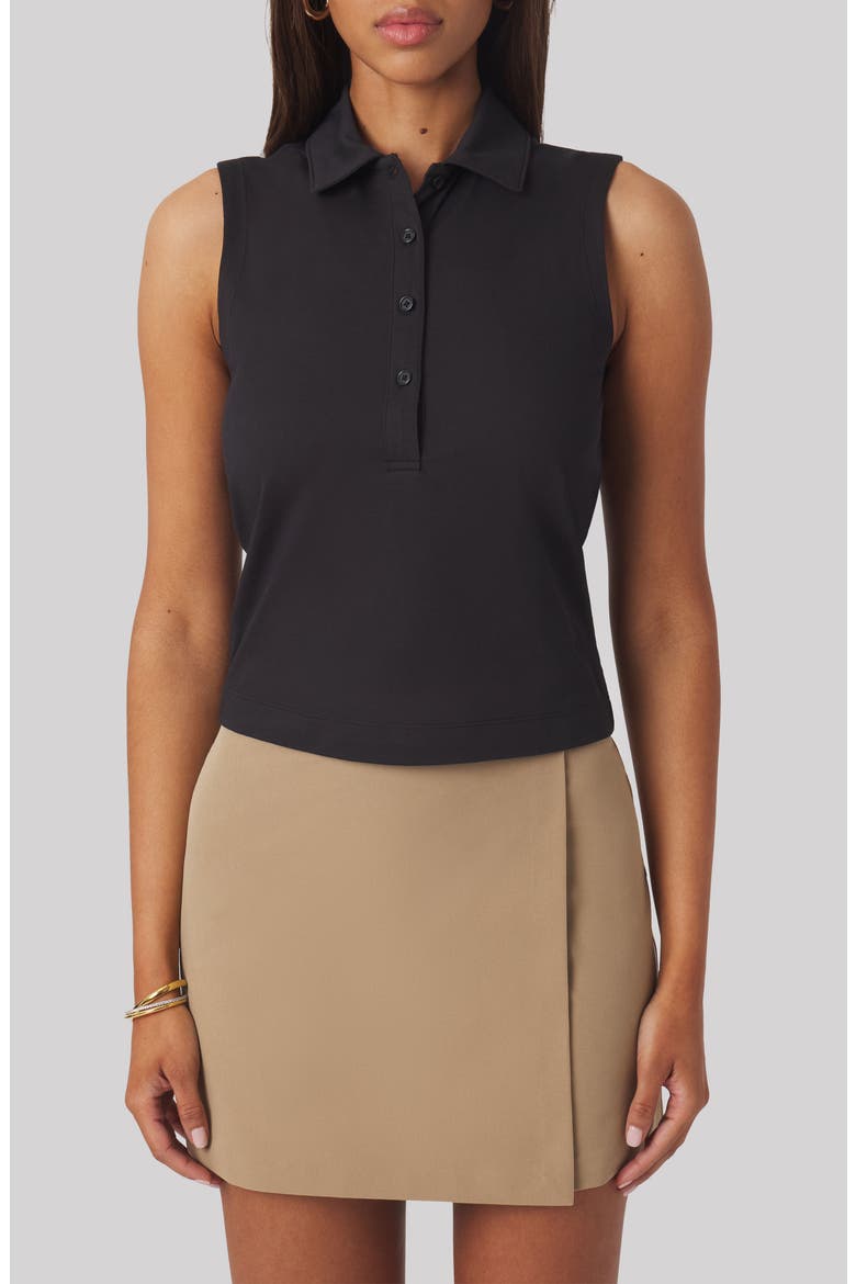 Maggie Sleeveless Golf Polo, Main, color, BLACK