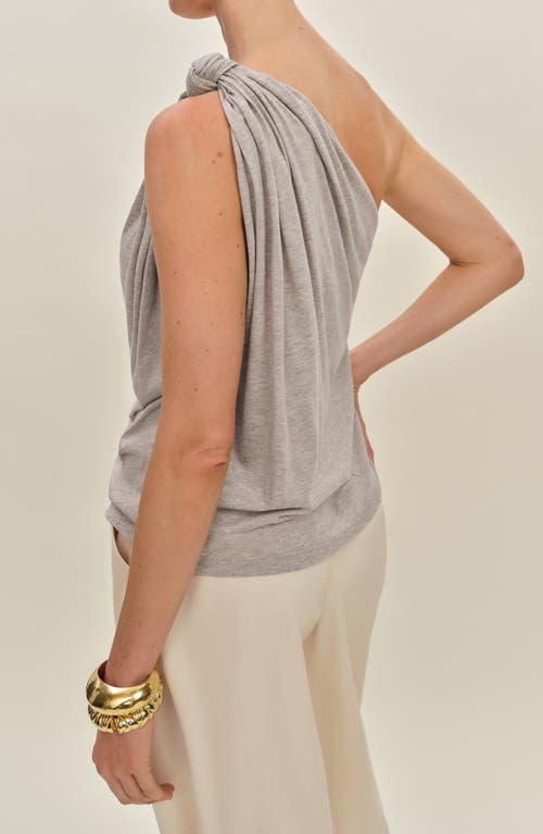 Reformation Harvey Knotted One-shoulder Knit Top In Gray