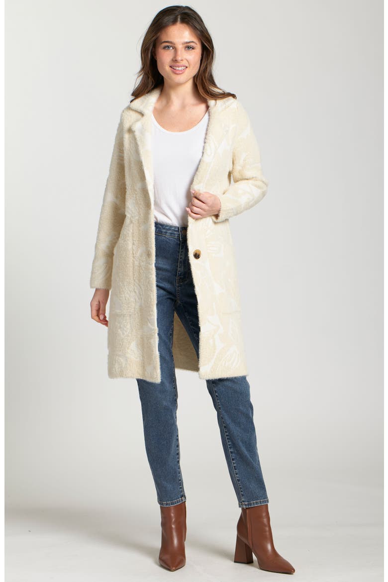 Longline Faux Fur Cardigan, Alternate, color, NATURAL