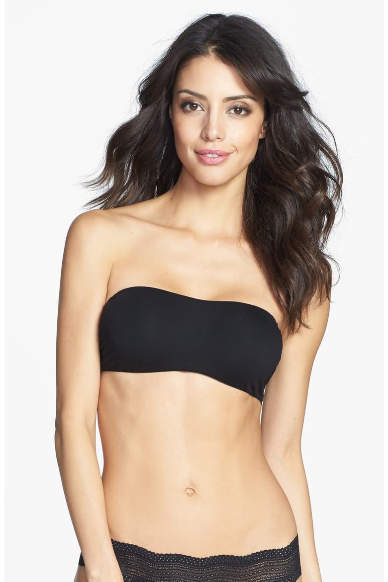 'Dolce' Lace Back Bandeau Bra, Main, color, BLACK