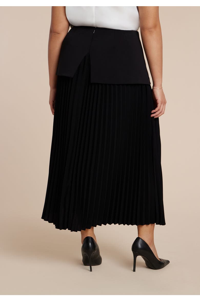 Mixed Media Pleated Skirt, Alternate, color, BLACK ONYX