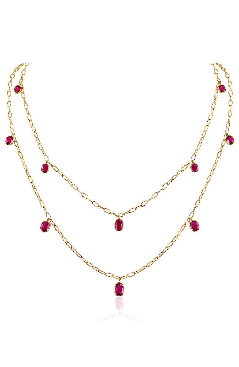 Mindi Mond Ruby Tinsel Charm Chain Necklace, Alternate, color, Yellow Gold/ Ruby