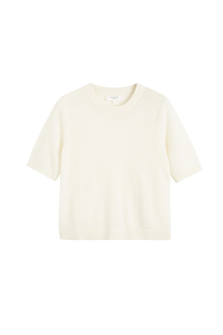 Cloud Cashmere Short Sleeve Sweater Tee, Alternate, color, Cream