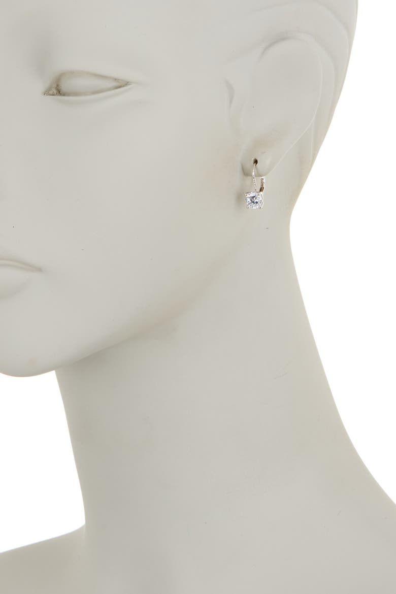 Solitaire CZ Drop Earrings, Alternate, color, CLEAR- SILVER