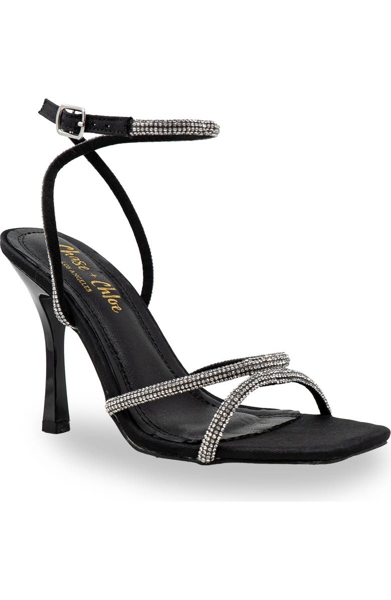 CHASE AND CHLOE Rhinestone Ankle Strap Sandal, Main, color,
