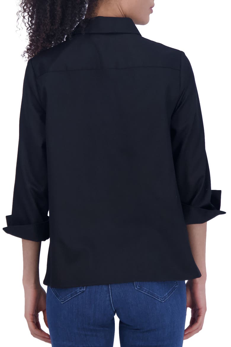 Beatrice Side Button Accent Shirt, Alternate, color, BLACK