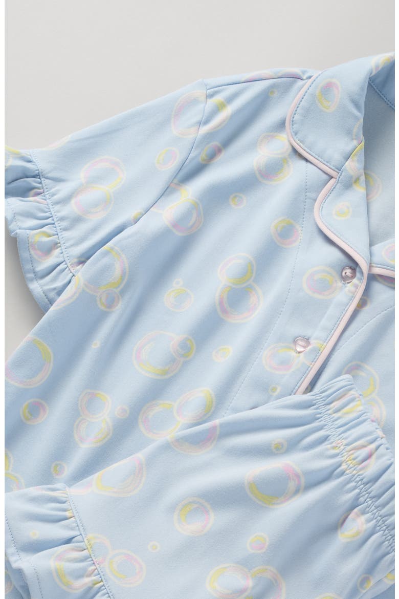 Kids' Ruffle Short Pajamas, Alternate, color, PURPLE SWEET BUBBLES