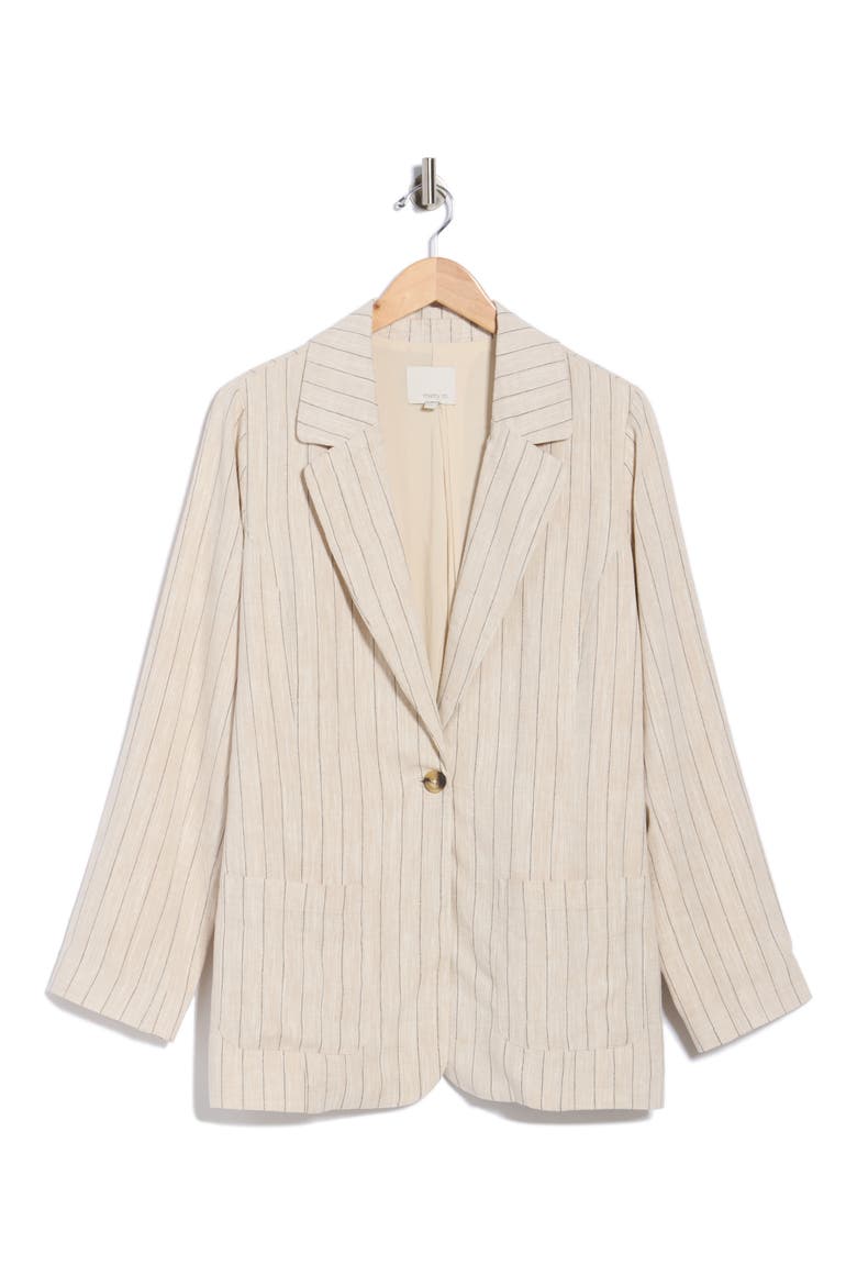 Bronson Pinstripe Blazer, Alternate, color, IVORY/ BLACK
