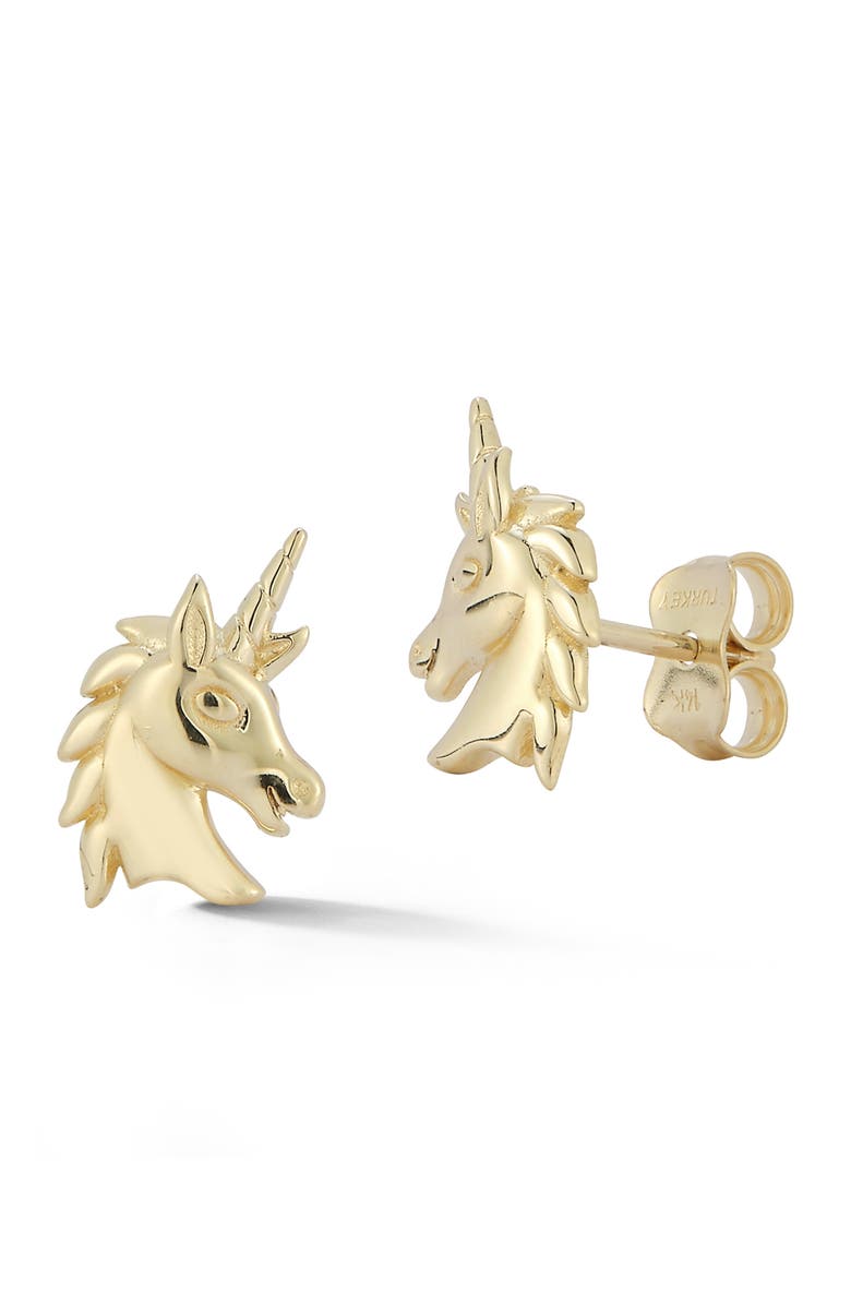 Ember Fine Jewelry Unicorn Stud Earrings, Main, color, Gold