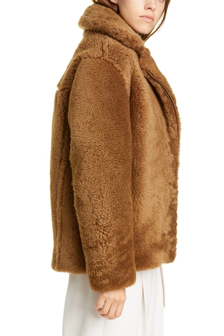 Genuine Shearling & Leather Bomber Jacket, Alternate, color, CANYON