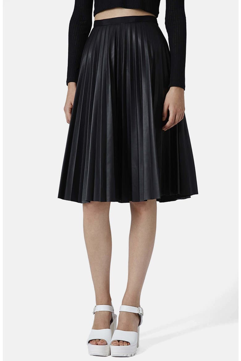 Pleat Midi Skirt, Main, color, BLACK