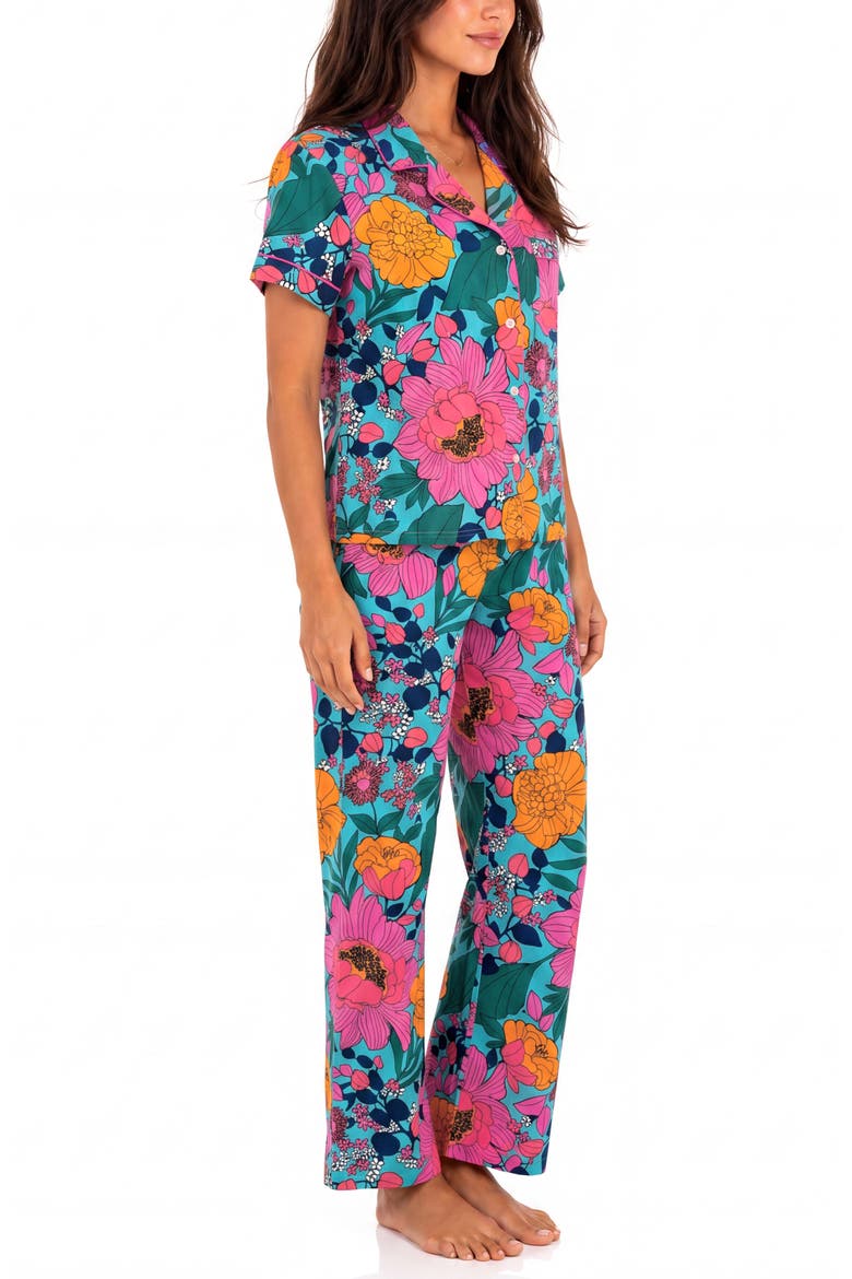 Floral Notch Collar Pajama Set, Alternate, color, MACRO FLORAL CAPRI