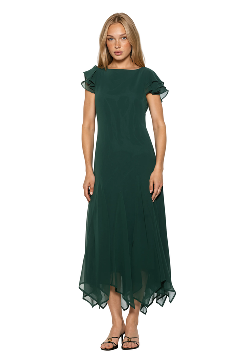 Kaelith Ruffle Sleeve Midi Dress