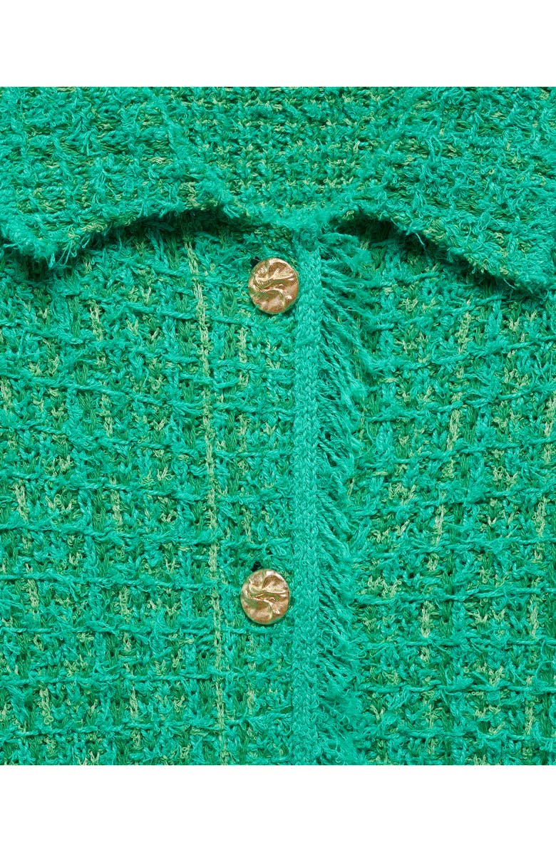 MANGO Cocodril Fray Edge Collared Cardigan, Alternate, color, 