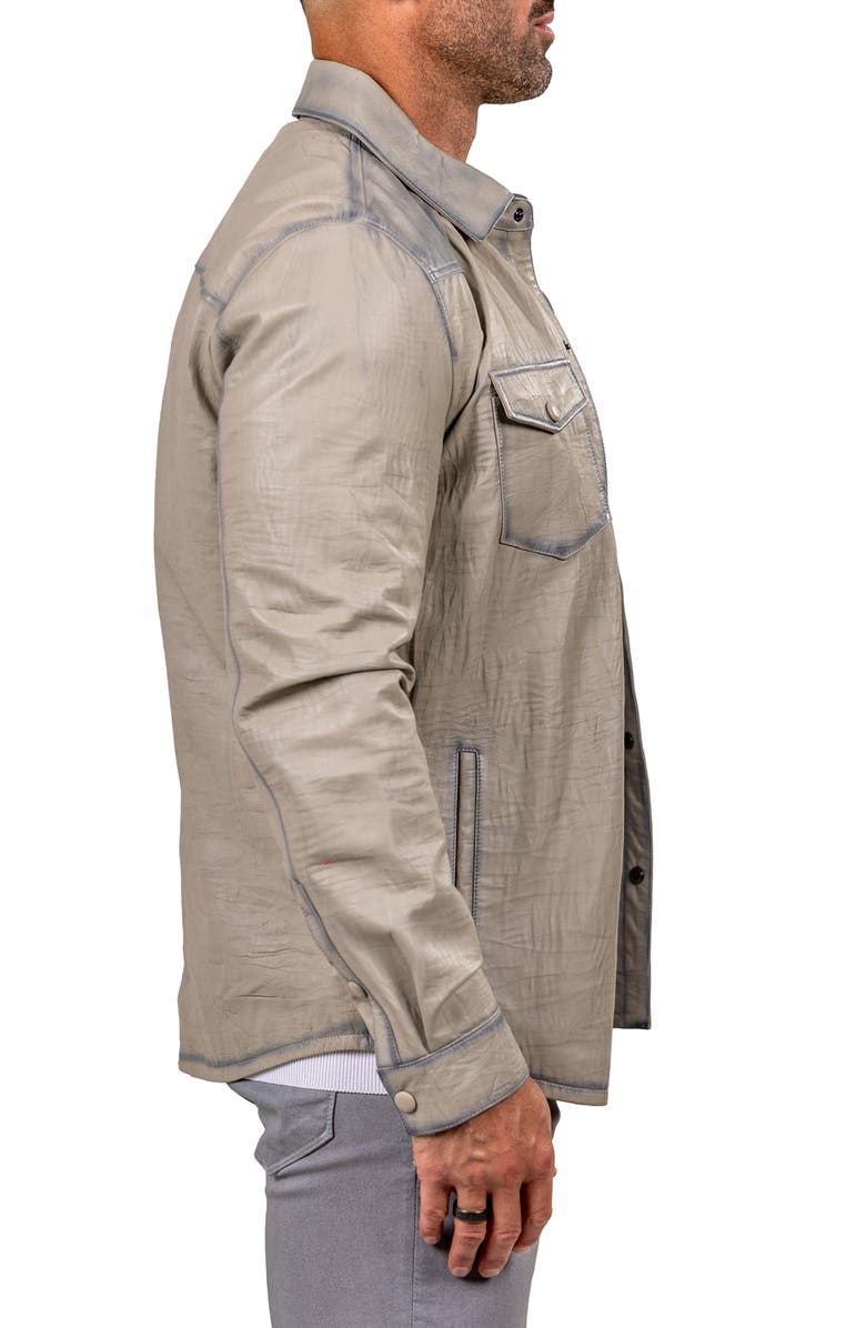 Maceoo Leather Shirt Jacket, Alternate, color, White